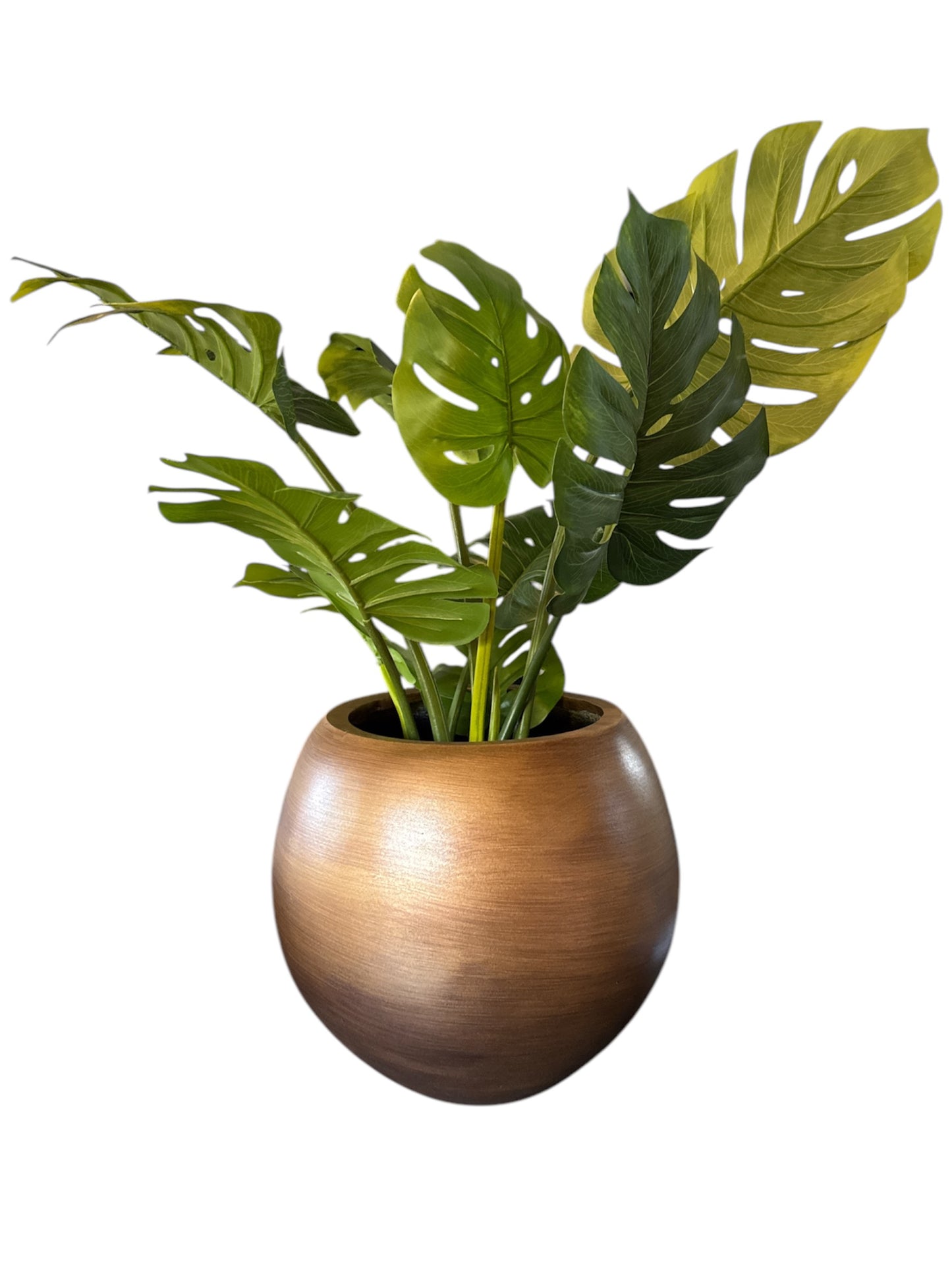 Vaas bol + Monstera kunstplant