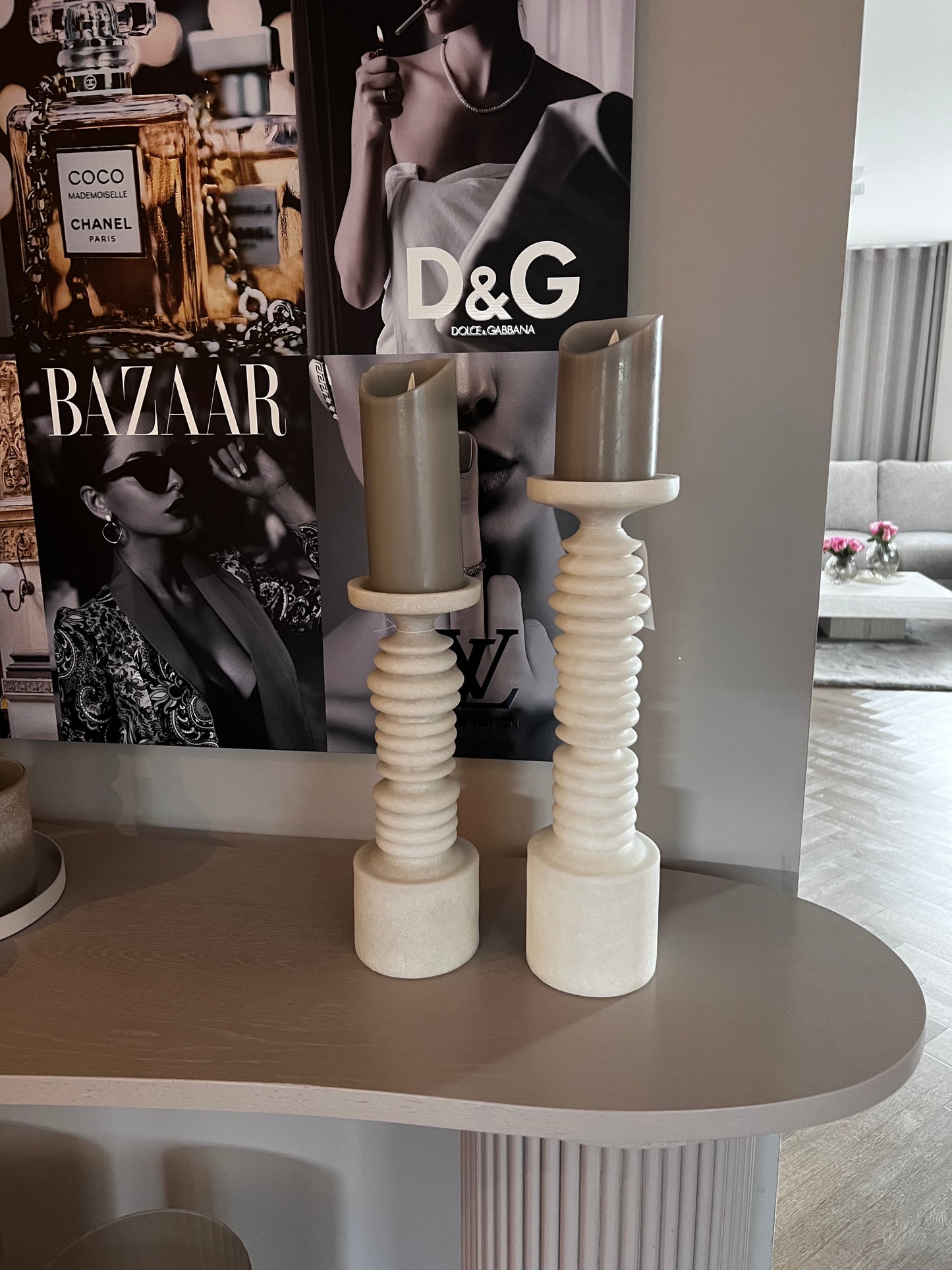 Kaarsenhouder beige bola light&living