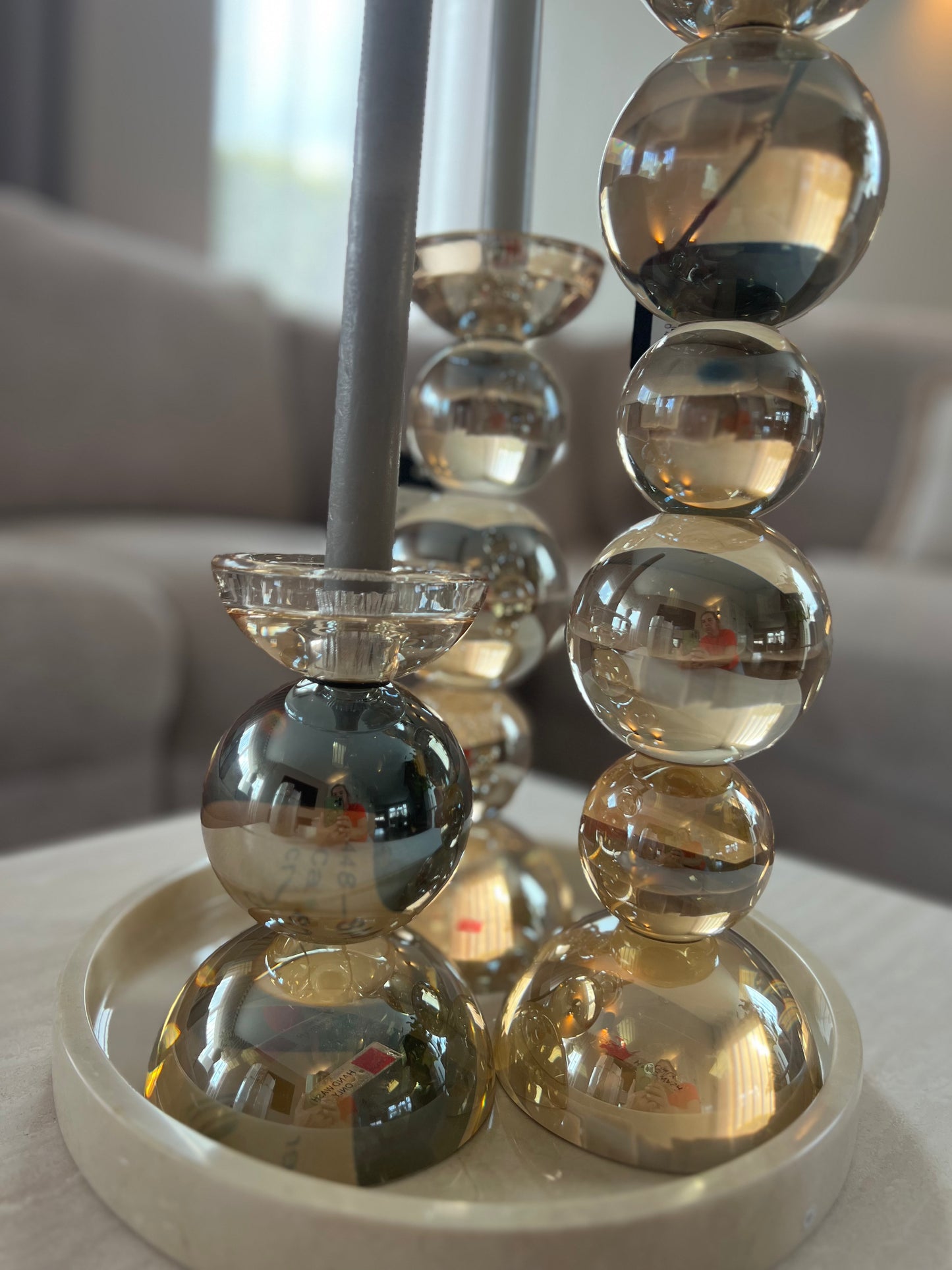 Candle holder gold luster set - complete set