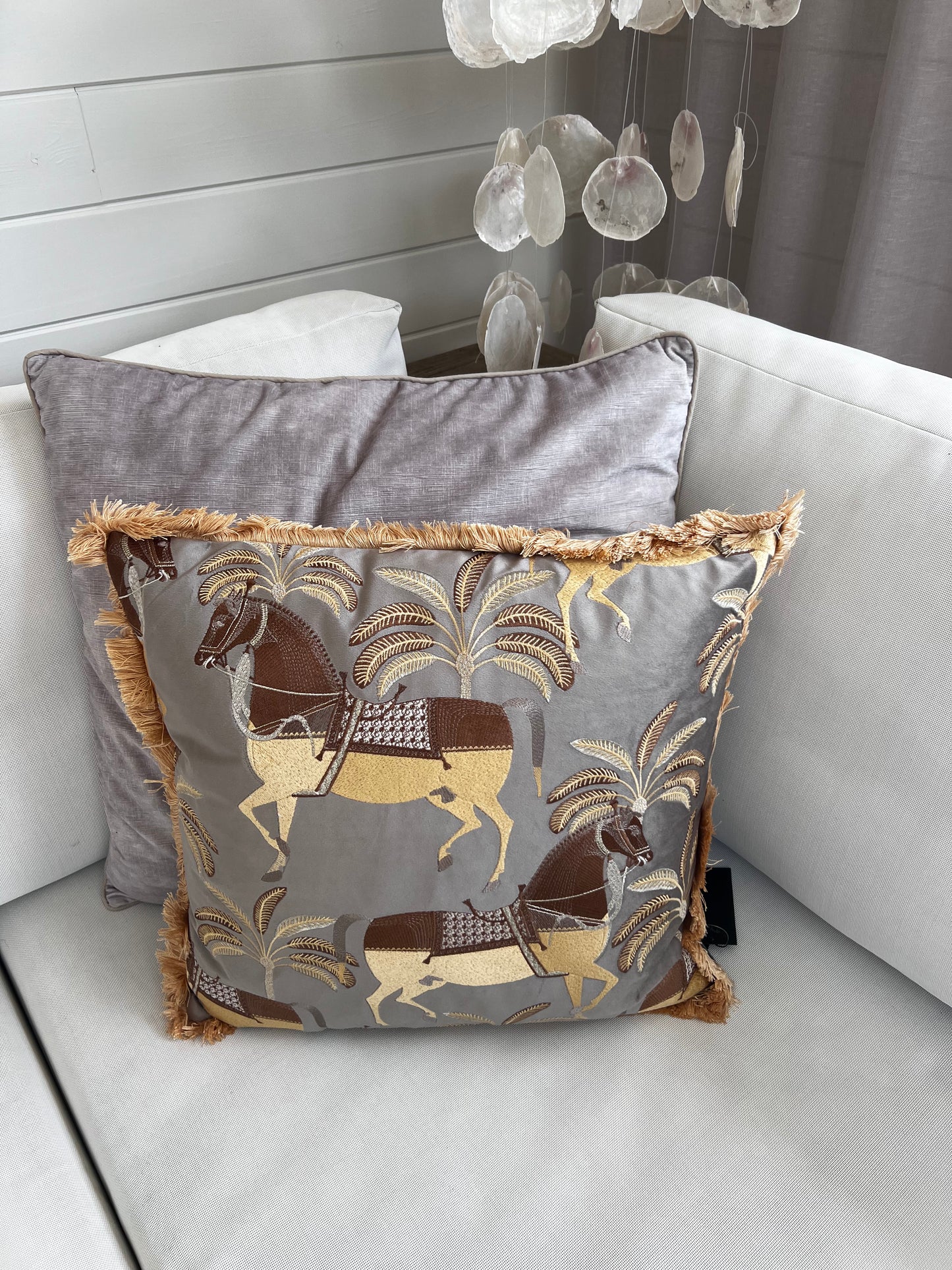 Sierkussens horse dark grey 50x50cm